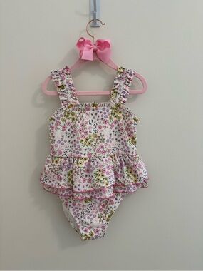 Catherine Malandrino Floral Swim One-Piece — White, Pink & Yellow Size 5
